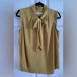 Ann Taylor LOFT sleeveless blouse, greenish yellow, size medium.